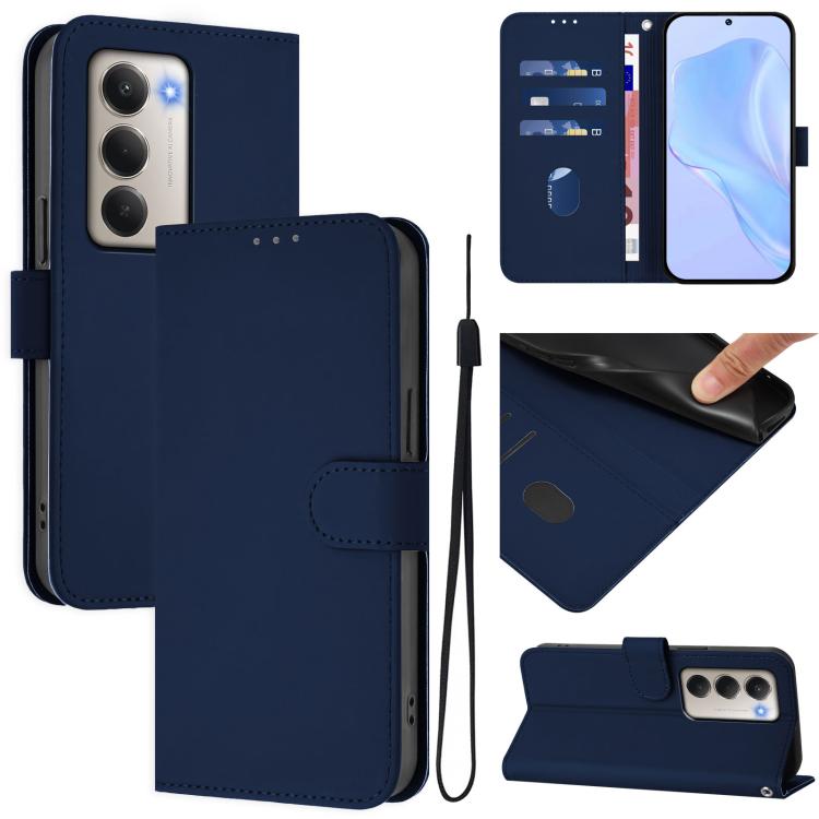 Skin Feel Solid Color Leather Phone Case with Lanyard, For Redmi 15 5G / 4G EU 171mm, For Redmi Note 14 4G EU 164.84mm