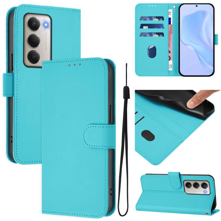 Skin Feel Solid Color Leather Phone Case with Lanyard, For Redmi 15 5G / 4G EU 171mm, For Redmi Note 14 4G EU 164.84mm