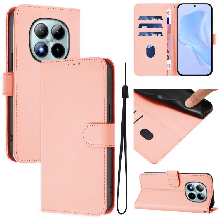 Skin Feel Solid Color Leather Phone Case with Lanyard, For Redmi Note 15 Pro+ 5G Global 163.3mm, For Redmi Note 15 4G / 5G Global 164mm