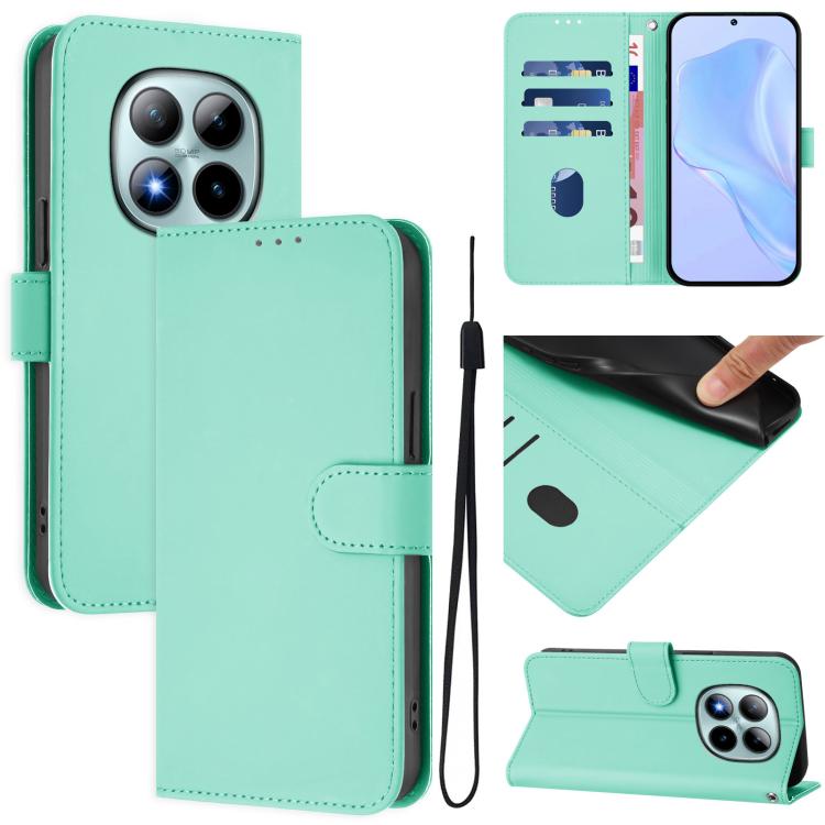 Skin Feel Solid Color Leather Phone Case with Lanyard, For Redmi Note 15 Pro+ 5G Global 163.3mm, For Redmi Note 15 4G / 5G Global 164mm