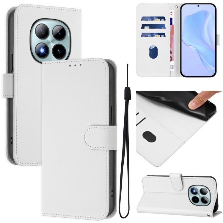 Skin Feel Solid Color Leather Phone Case with Lanyard, For Redmi Note 15 Pro+ 5G Global 163.3mm, For Redmi Note 15 4G / 5G Global 164mm