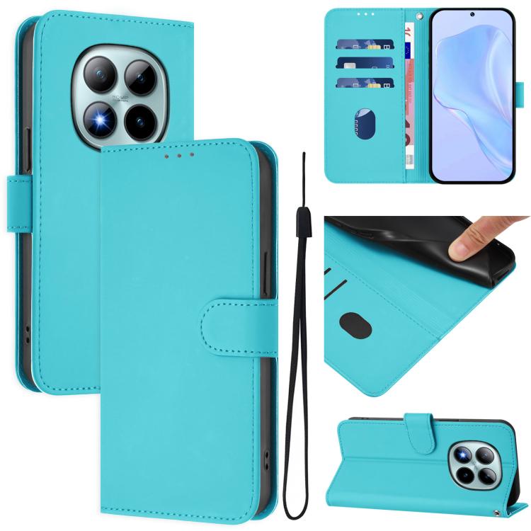 Skin Feel Solid Color Leather Phone Case with Lanyard, For Redmi Note 15 Pro+ 5G Global 163.3mm, For Redmi Note 15 4G / 5G Global 164mm