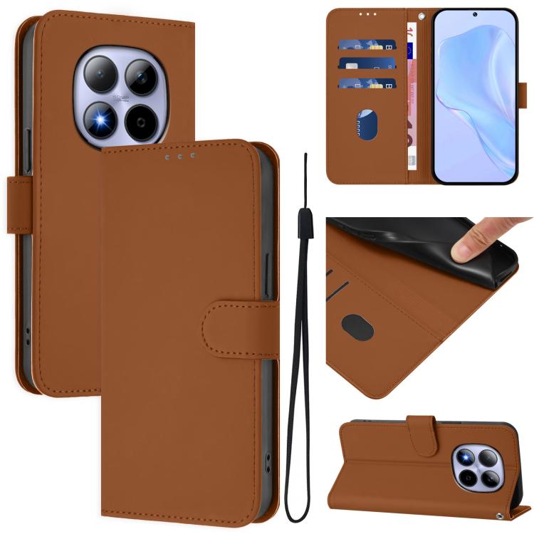 Skin Feel Solid Color Leather Phone Case with Lanyard, For Redmi Note 15 Pro 5G Global 163.6mm, For Redmi 15 5G Global / 15 4G SEA 169.5mm