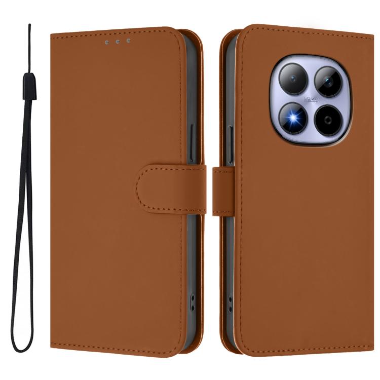 Skin Feel Solid Color Leather Phone Case with Lanyard, For Redmi Note 15 Pro 5G Global 163.6mm, For Redmi 15 5G Global / 15 4G SEA 169.5mm