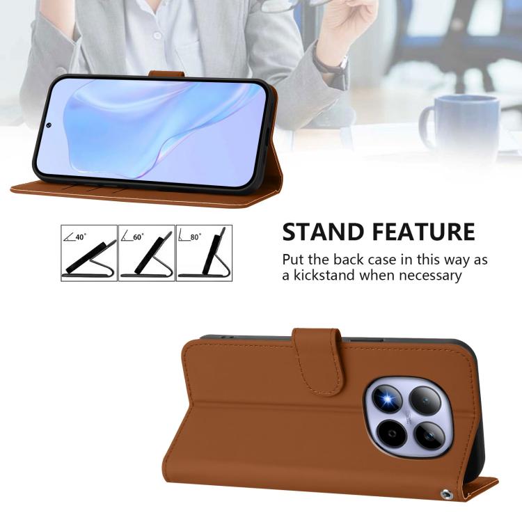 Skin Feel Solid Color Leather Phone Case with Lanyard, For Redmi Note 15 Pro 5G Global 163.6mm, For Redmi 15 5G Global / 15 4G SEA 169.5mm