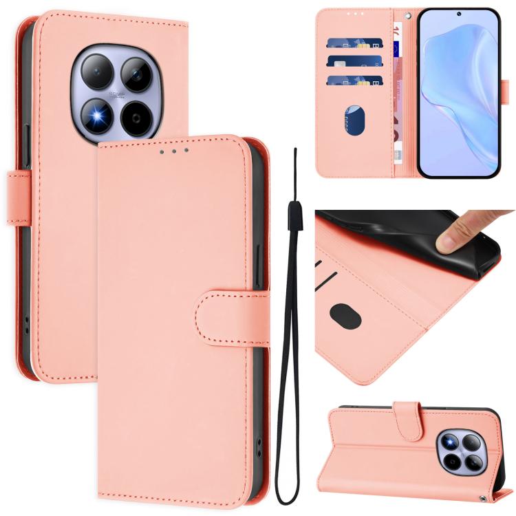 Skin Feel Solid Color Leather Phone Case with Lanyard, For Redmi Note 15 Pro 5G Global 163.6mm, For Redmi 15 5G Global / 15 4G SEA 169.5mm