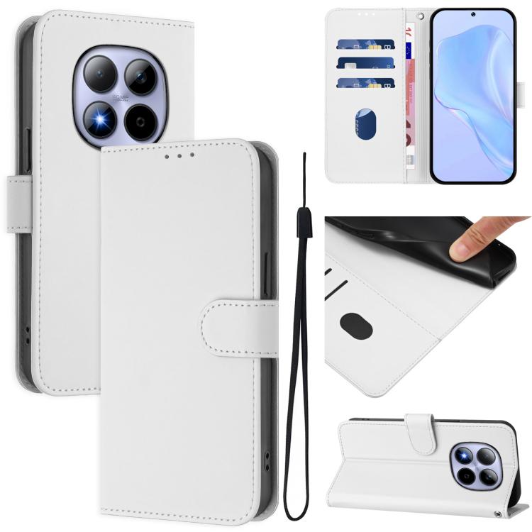 Skin Feel Solid Color Leather Phone Case with Lanyard, For Redmi Note 15 Pro 5G Global 163.6mm, For Redmi 15 5G Global / 15 4G SEA 169.5mm