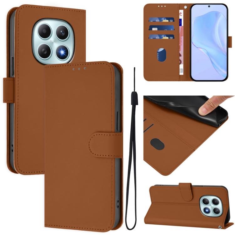 Skin Feel Solid Color Leather Phone Case with Lanyard, For Redmi Note 15 Pro+ 5G Global 163.3mm, For Redmi Note 15 4G / 5G Global 164mm