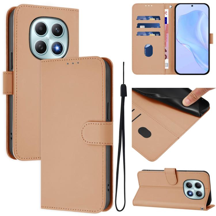 Skin Feel Solid Color Leather Phone Case with Lanyard, For Redmi Note 15 Pro+ 5G Global 163.3mm, For Redmi Note 15 4G / 5G Global 164mm
