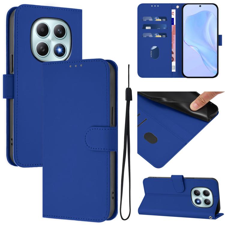 Skin Feel Solid Color Leather Phone Case with Lanyard, For Redmi Note 15 Pro+ 5G Global 163.3mm, For Redmi Note 15 4G / 5G Global 164mm