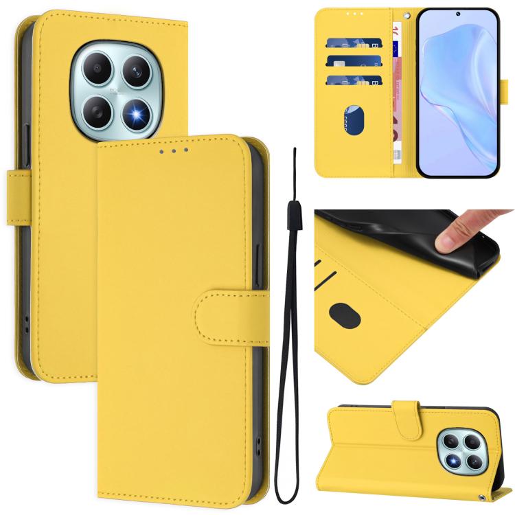Skin Feel Solid Color Leather Phone Case with Lanyard, For Redmi Note 15 Pro+ 5G Global 163.3mm, For Redmi Note 15 4G / 5G Global 164mm