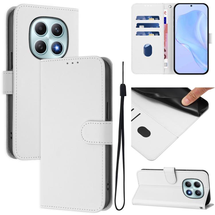 Skin Feel Solid Color Leather Phone Case with Lanyard, For Redmi Note 15 Pro+ 5G Global 163.3mm, For Redmi Note 15 4G / 5G Global 164mm