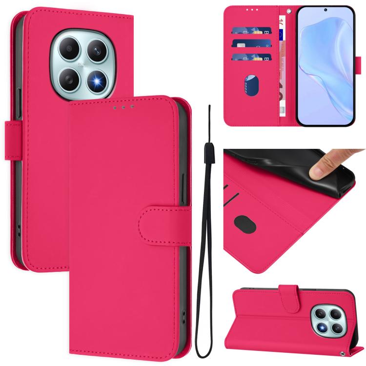 Skin Feel Solid Color Leather Phone Case with Lanyard, For Redmi Note 15 Pro+ 5G Global 163.3mm, For Redmi Note 15 4G / 5G Global 164mm