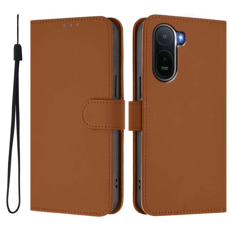 Skin Feel Solid Color Leather Phone Case with Lanyard, For Redmi A7 Pro 4G Global / Poco C85x 5G, For Redmi 15a 5G Global