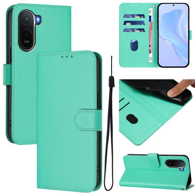 Skin Feel Solid Color Leather Phone Case with Lanyard, For Redmi A7 Pro 4G Global / Poco C85x 5G, For Redmi 15a 5G Global
