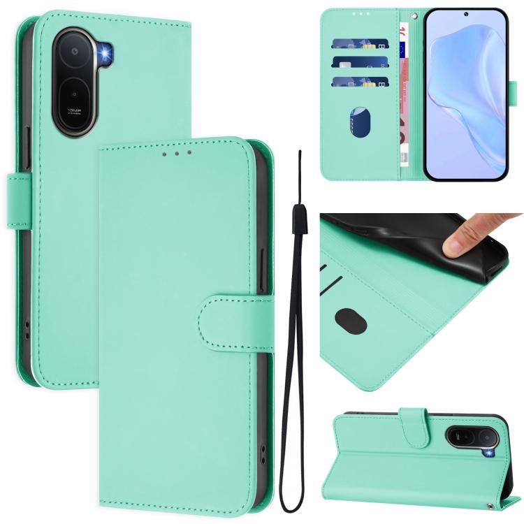 Skin Feel Solid Color Leather Phone Case with Lanyard, For Redmi A7 Pro 4G Global / Poco C85x 5G, For Redmi 15a 5G Global