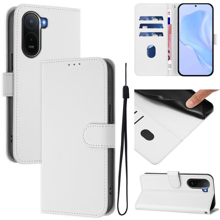 Skin Feel Solid Color Leather Phone Case with Lanyard, For Redmi A7 Pro 4G Global / Poco C85x 5G, For Redmi 15a 5G Global