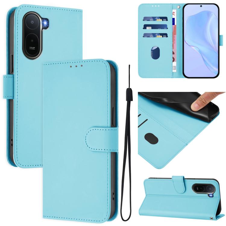 Skin Feel Solid Color Leather Phone Case with Lanyard, For Redmi A7 Pro 4G Global / Poco C85x 5G, For Redmi 15a 5G Global