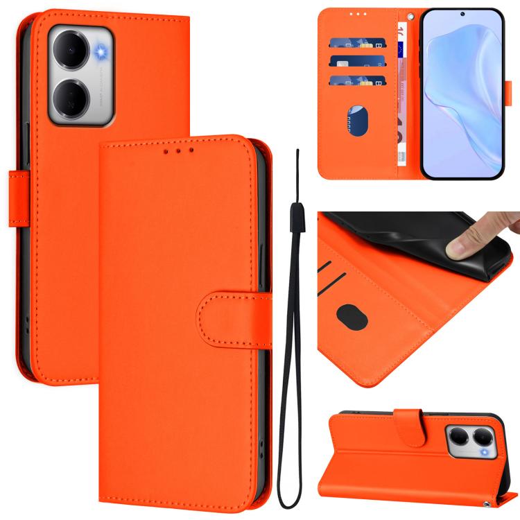 Skin Feel Solid Color Leather Phone Case with Lanyard, For Redmi A7 Pro 4G Global / Poco C85x 5G, For Redmi 15a 5G Global