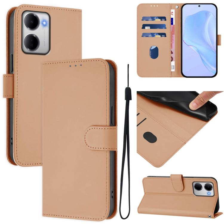 Skin Feel Solid Color Leather Phone Case with Lanyard, For Redmi A7 Pro 4G Global / Poco C85x 5G, For Redmi 15a 5G Global