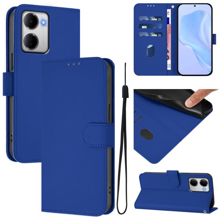 Skin Feel Solid Color Leather Phone Case with Lanyard, For Redmi A7 Pro 4G Global / Poco C85x 5G, For Redmi 15a 5G Global