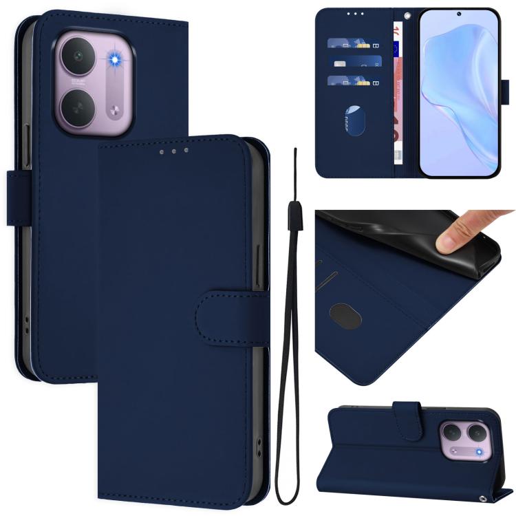 Skin Feel Solid Color Leather Phone Case with Lanyard, For Redmi 17C 5G Global, For Redmi Note 17 Pro Max 5G 163.4mm