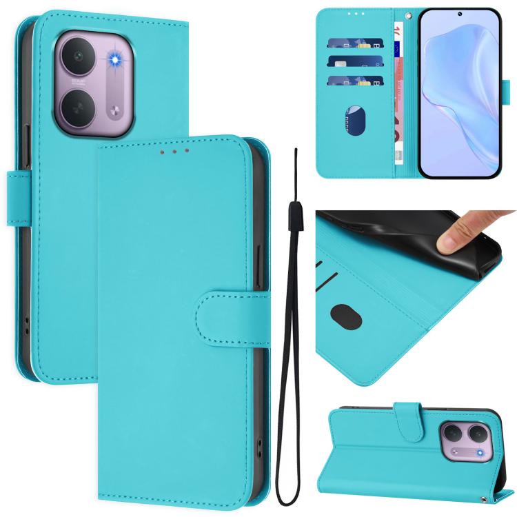 Skin Feel Solid Color Leather Phone Case with Lanyard, For Redmi 17C 5G Global, For Redmi Note 17 Pro Max 5G 163.4mm