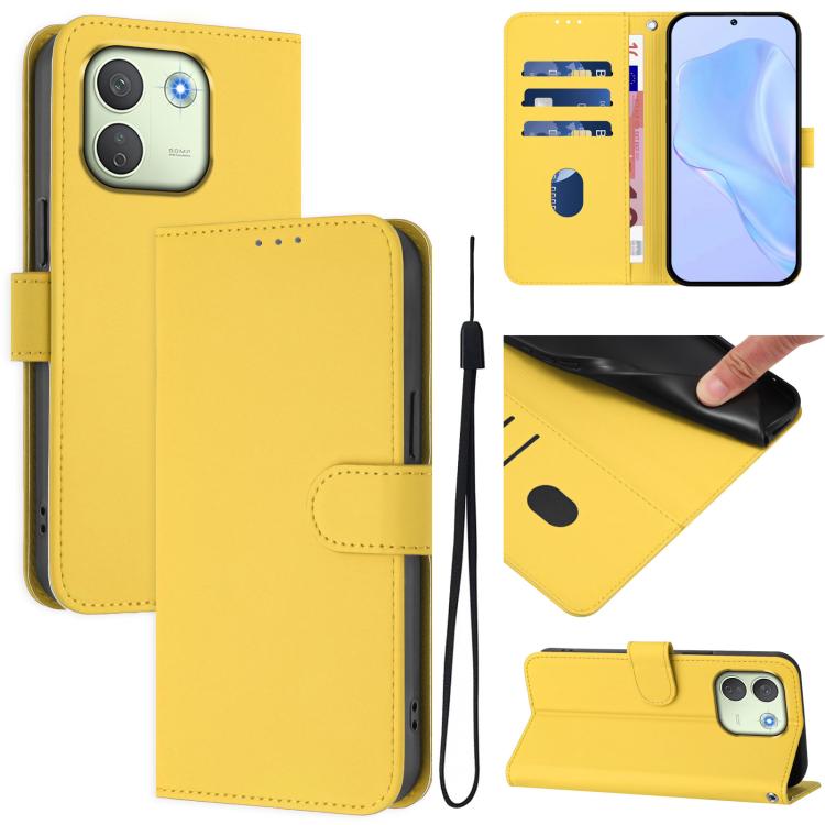 Skin Feel Solid Color Leather Phone Case with Lanyard, For Redmi 17C 5G Global, For Redmi Note 17 Pro Max 5G 163.4mm