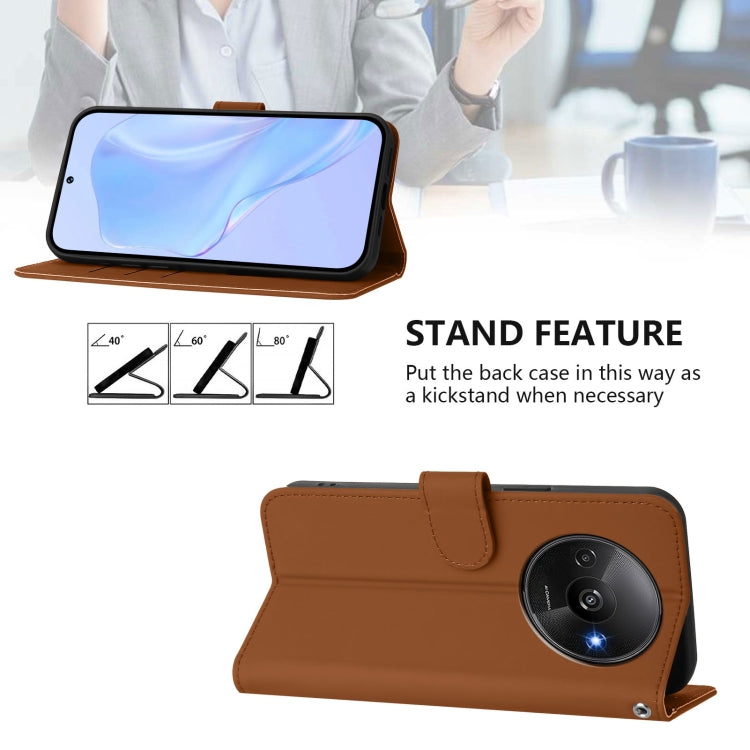 Skin Feel Solid Color Leather Phone Case with Lanyard, For Xiaomi Poco C61 4G Global, For Xiaomi Poco F6 5G