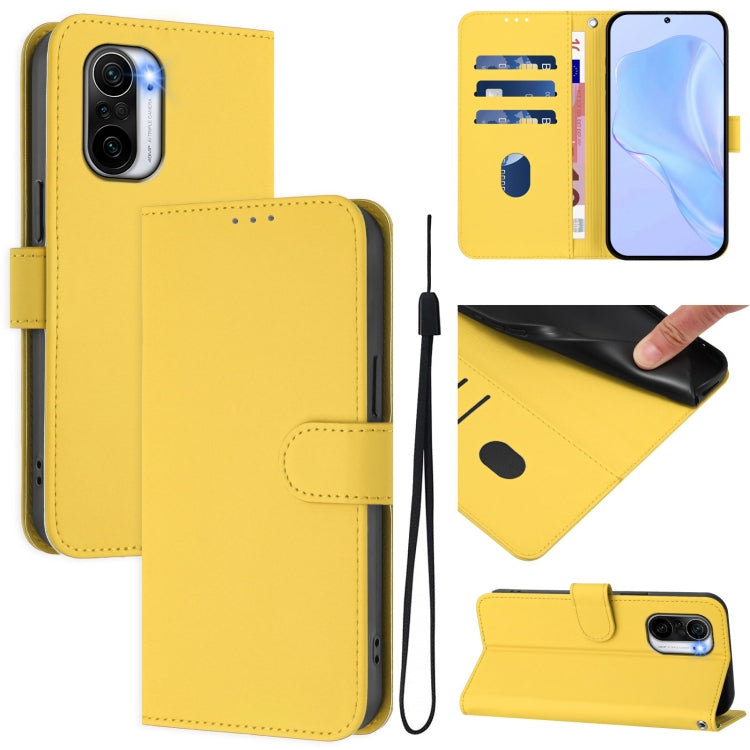 Skin Feel Solid Color Leather Phone Case with Lanyard, For Xiaomi Poco X3 GT, For Xiaomi Poco F3
