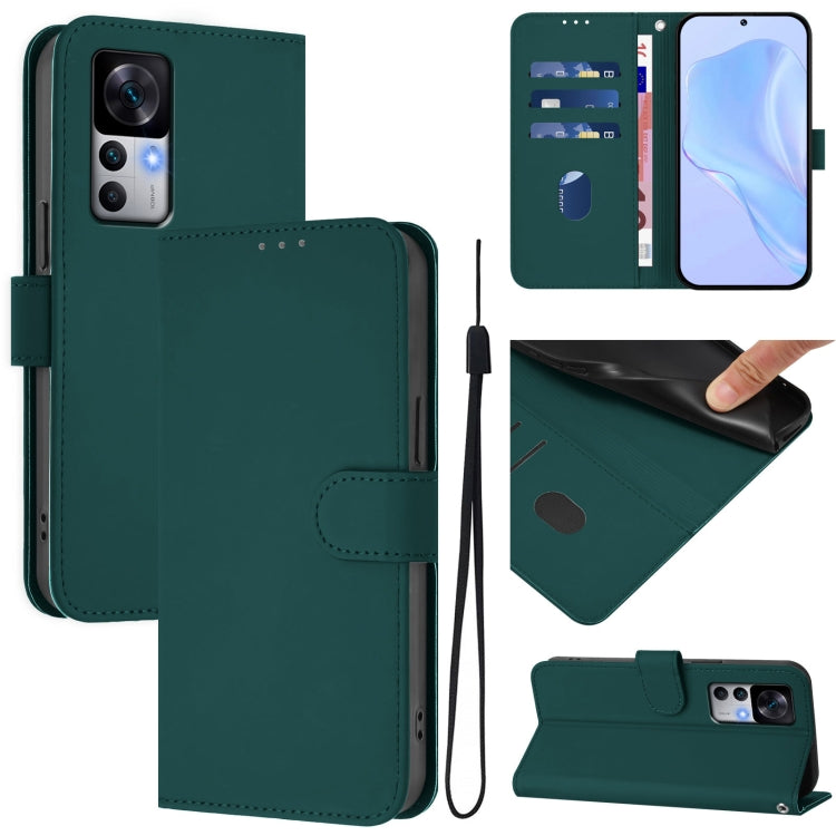 Skin Feel Solid Color Leather Phone Case with Lanyard, For Xiaomi 13 5G, For Xiaomi 12T / 12T Pro