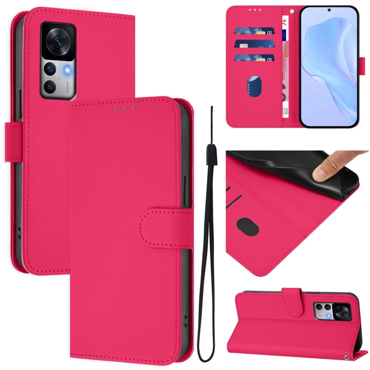 Skin Feel Solid Color Leather Phone Case with Lanyard, For Xiaomi 13 5G, For Xiaomi 12T / 12T Pro