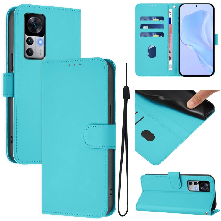 Skin Feel Solid Color Leather Phone Case with Lanyard, For Xiaomi 13 5G, For Xiaomi 12T / 12T Pro