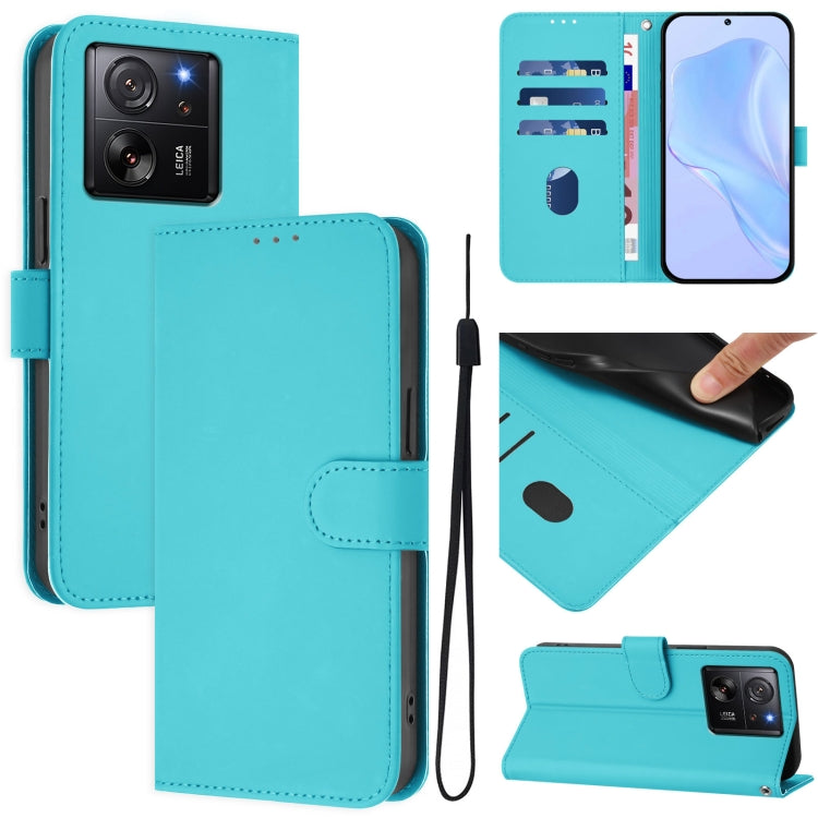 Skin Feel Solid Color Leather Phone Case with Lanyard, For Xiaomi 14, For Xiaomi 13T Pro Global / 13T Global