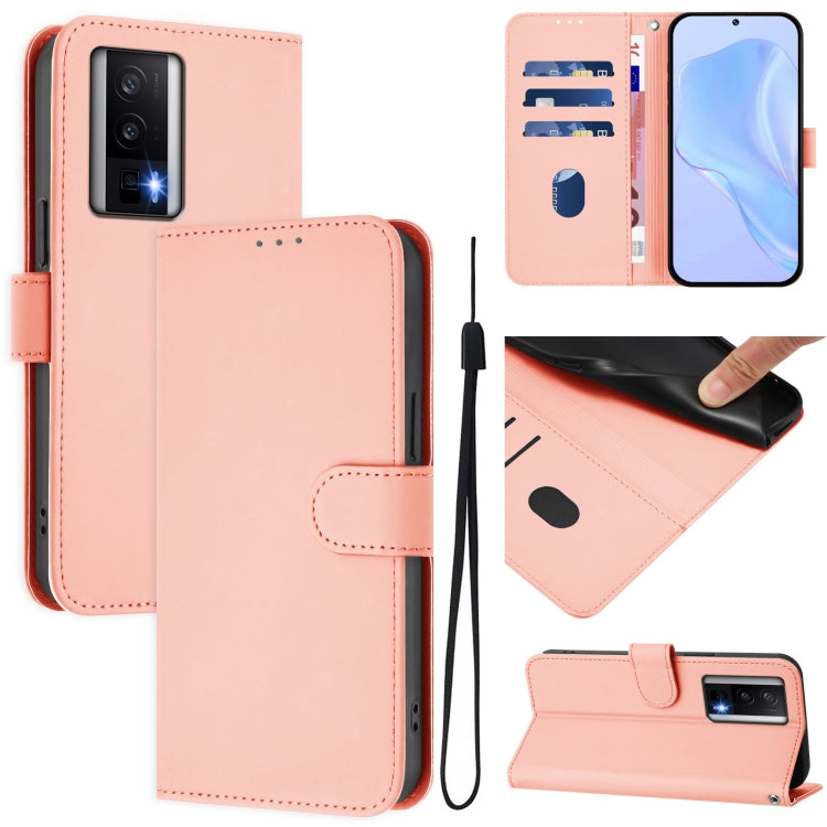 Skin Feel Solid Color Leather Phone Case with Lanyard, For Xiaomi Poco F5, For Xiaomi Poco F5 Pro