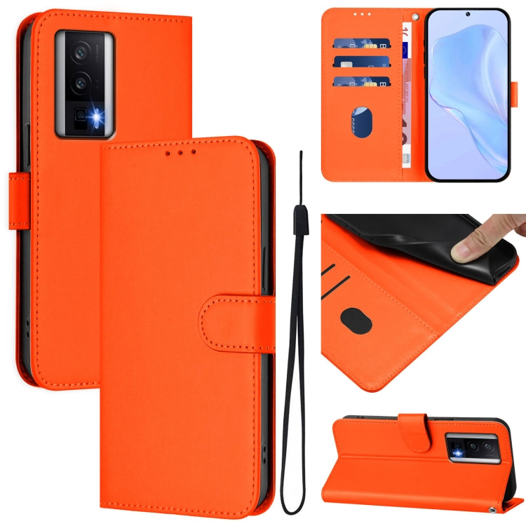 Skin Feel Solid Color Leather Phone Case with Lanyard, For Xiaomi Poco F5, For Xiaomi Poco F5 Pro
