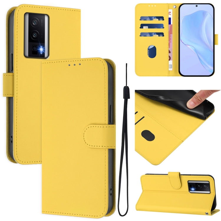 Skin Feel Solid Color Leather Phone Case with Lanyard, For Xiaomi Poco F5, For Xiaomi Poco F5 Pro