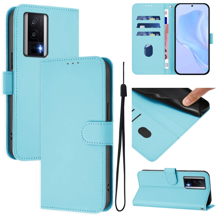 Skin Feel Solid Color Leather Phone Case with Lanyard, For Xiaomi Poco F5, For Xiaomi Poco F5 Pro
