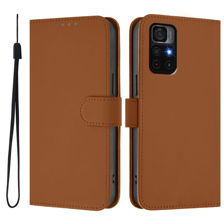 Skin Feel Solid Color Leather Phone Case with Lanyard, For Xiaomi Poco M4 Pro 5G, For Xiaomi Poco M4 Pro 4G