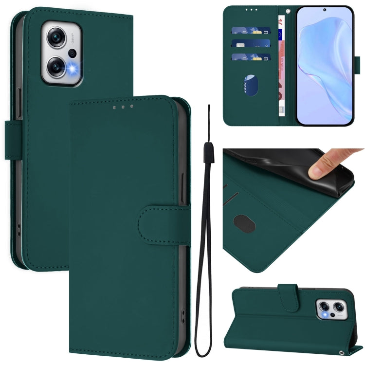 Skin Feel Solid Color Leather Phone Case with Lanyard, For Xiaomi Poco M6 Pro 5G, For Xiaomi Poco X4 GT 5G