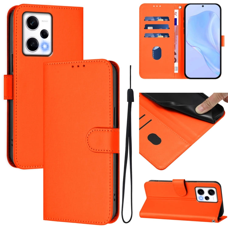 Skin Feel Solid Color Leather Phone Case with Lanyard, For Xiaomi Civi 3 5G, For Xiaomi Poco X5 Pro
