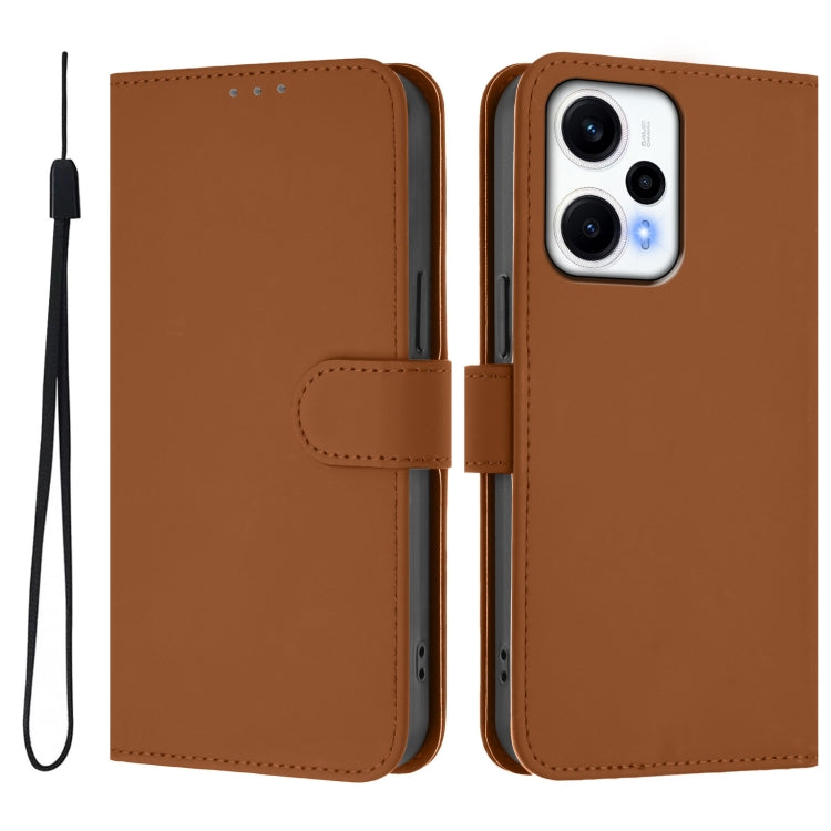 Skin Feel Solid Color Leather Phone Case with Lanyard, For Xiaomi Poco F5, For Xiaomi Poco F5 Pro