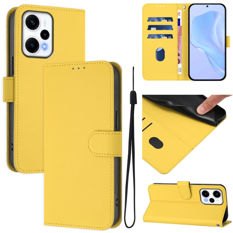 Skin Feel Solid Color Leather Phone Case with Lanyard, For Xiaomi Poco F5, For Xiaomi Poco F5 Pro