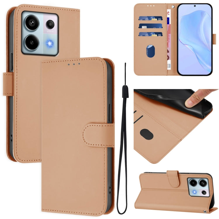 Skin Feel Solid Color Leather Phone Case with Lanyard, For Xiaomi Poco X6 5G Global, For Xiaomi 14 Ultra 5G Global