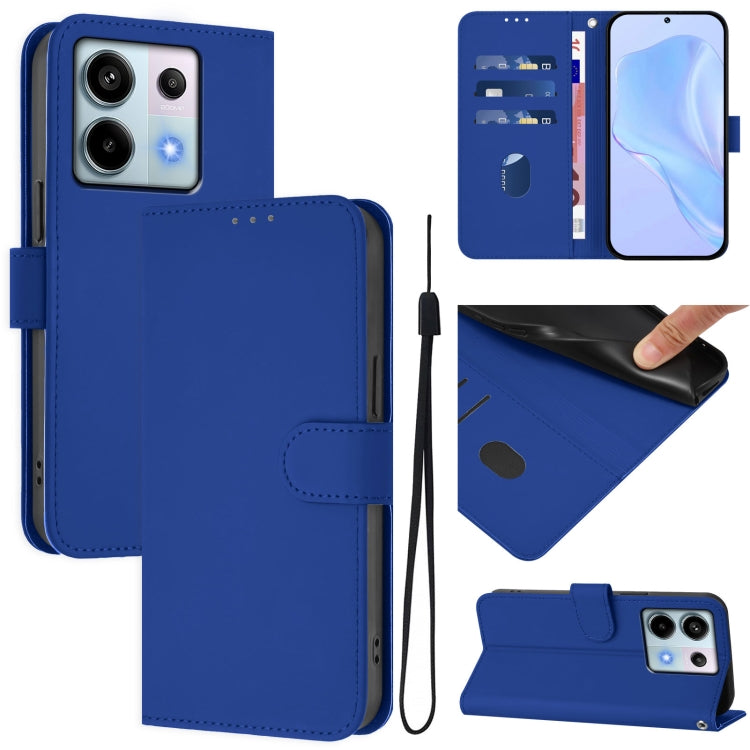 Skin Feel Solid Color Leather Phone Case with Lanyard, For Xiaomi Poco X6 5G Global, For Xiaomi 14 Ultra 5G Global