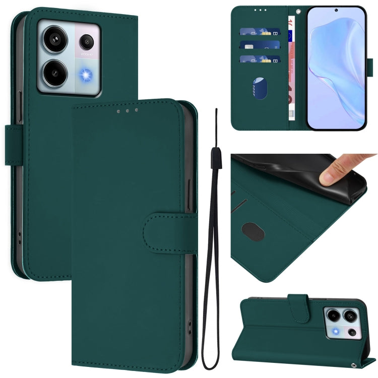 Skin Feel Solid Color Leather Phone Case with Lanyard, For Xiaomi Poco X6 5G Global, For Xiaomi 14 Ultra 5G Global