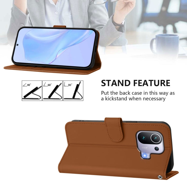 Skin Feel Solid Color Leather Phone Case with Lanyard, For Xiaomi Mi 11 Pro, For Xiaomi Poco M3
