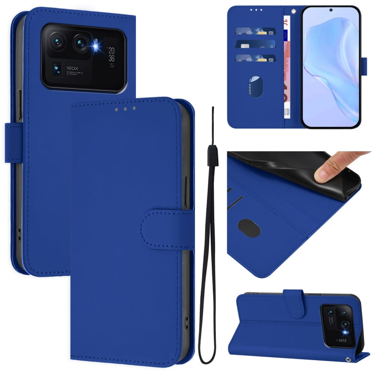 Skin Feel Solid Color Leather Phone Case with Lanyard, For Xiaomi Poco X3 Pro / X3 NFC / X3, For Xiaomi Mi 11 Ultra