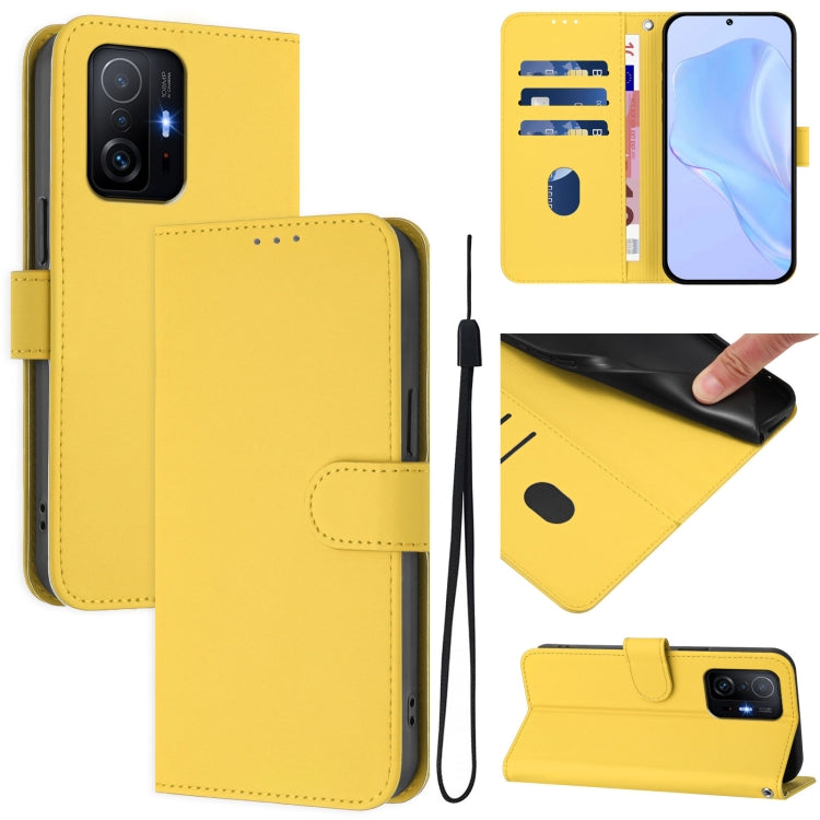 Skin Feel Solid Color Leather Phone Case with Lanyard, For Xiaomi 11T / 11T Pro, For Xiaomi Poco M3 Pro