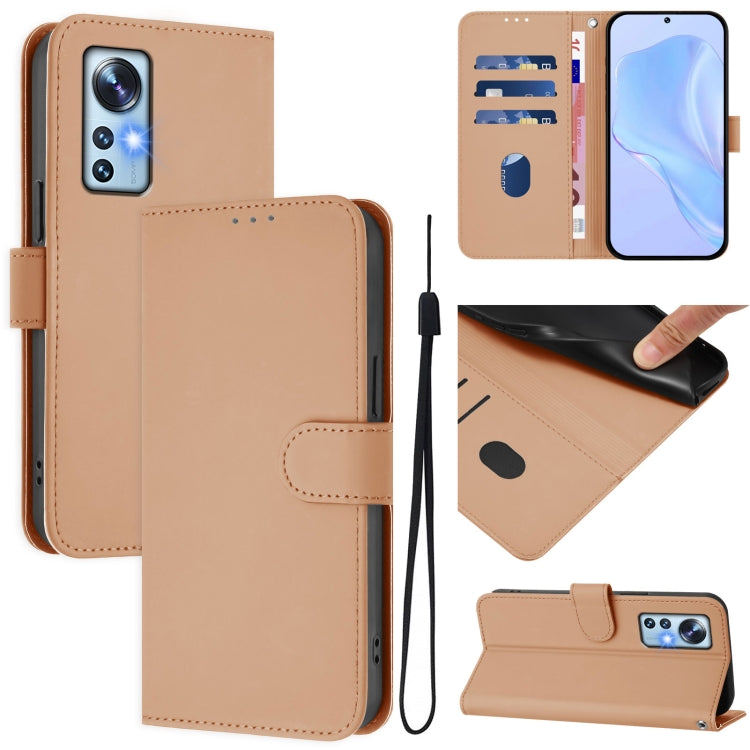 Skin Feel Solid Color Leather Phone Case with Lanyard, For Xiaomi 12S Pro / 12 Pro, For Xiaomi 12 5G / 12S 5G / 12X 5G